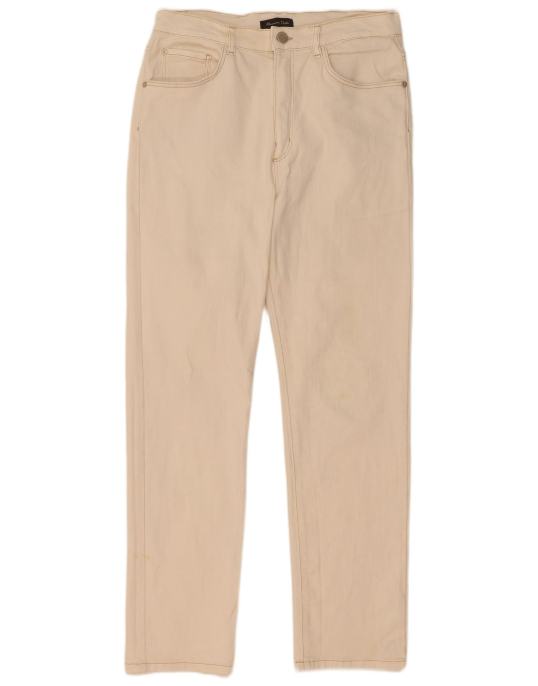 Massimo Dutti Womens Straight Jeans EU 40 Medium W30 L29 Off White Cotton