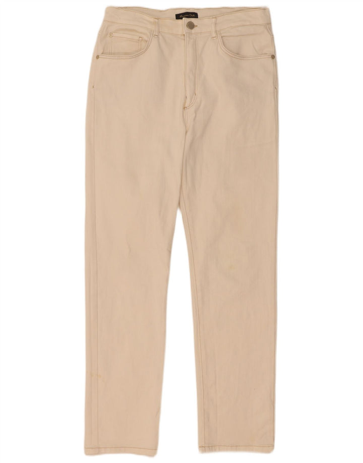 Massimo Dutti Womens Straight Jeans EU 40 Medium W30 L29 Off White Cotton
