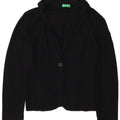 BENETTON Womens 1 Button Blazer Jacket UK 16 Large Black Viscose
