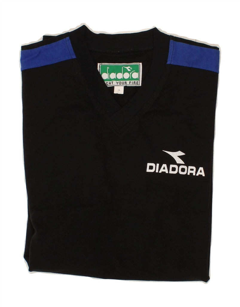 DIADORA Mens T-Shirt Top Large Black Cotton Vintage Diadora and Second-Hand Diadora from Messina Hembry 