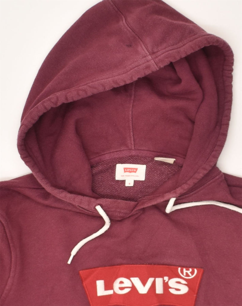 LEVI'S Mens Graphic Hoodie Jumper Small Maroon Cotton | Vintage Levi's | Thrift | Second-Hand Levi's | Used Clothing | Messina Hembry 