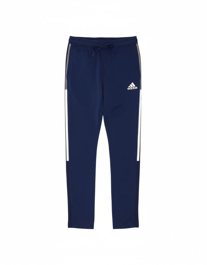 ADIDAS Boys Tracksuit Trousers 13-14 Years Navy Blue Polyester