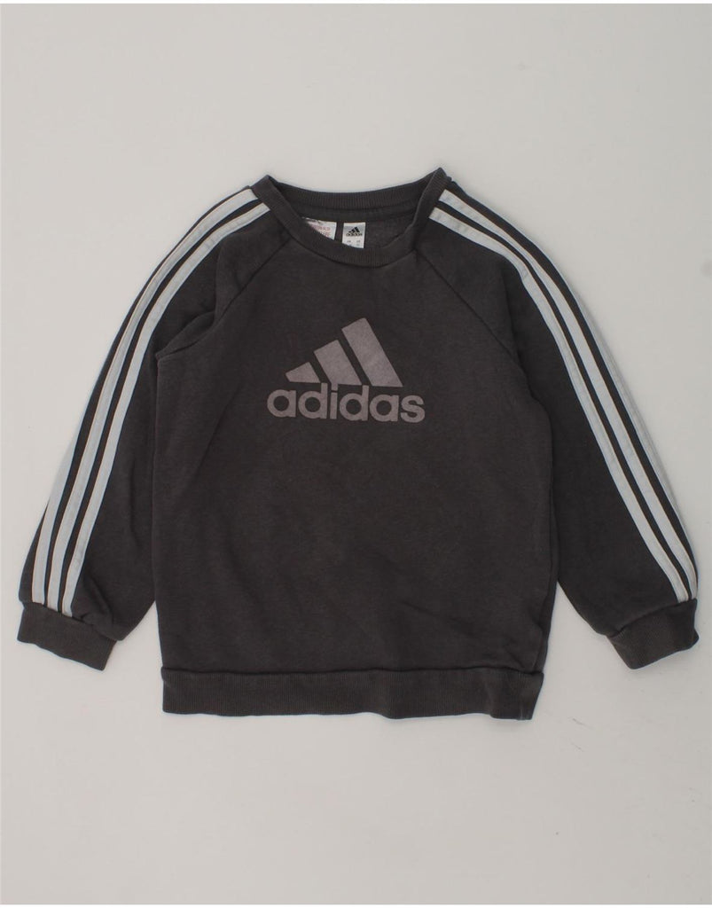 ADIDAS Boys Graphic Sweatshirt Jumper 2-3 Years Grey Cotton | Vintage Adidas | Thrift | Second-Hand Adidas | Used Clothing | Messina Hembry 