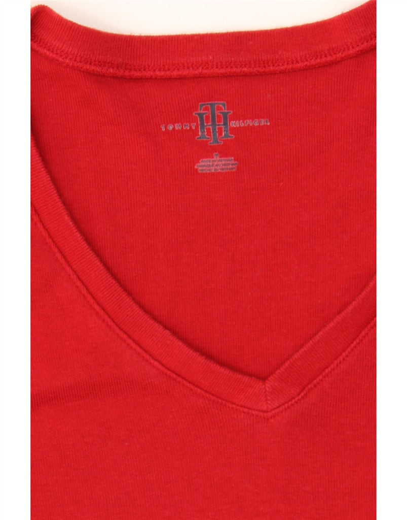 TOMMY HILFIGER Womens Top Long Sleeve UK 12 Medium Red Cotton Vintage Tommy Hilfiger and Second-Hand Tommy Hilfiger from Messina Hembry 