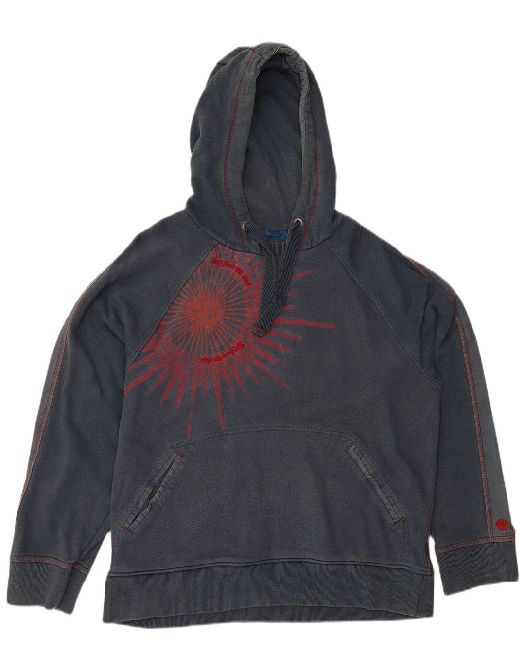 FAT FACE Mens Graphic Hoodie Jumper Medium Grey Cotton