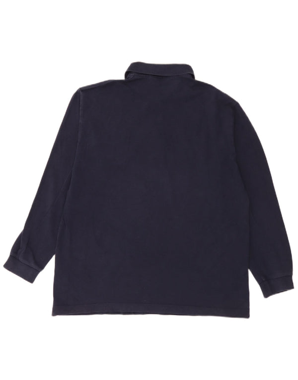 Kappa Mens Long Sleeve Polo Shirt Large Navy Blue Cotton