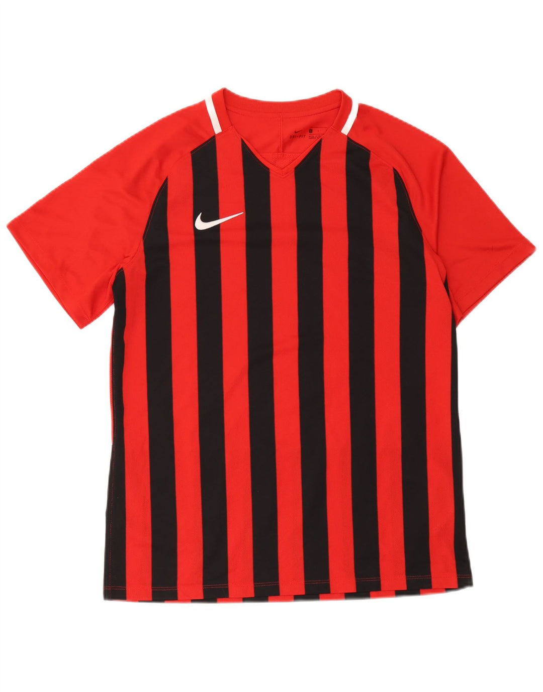 Nike Mens Dri Fit T-Shirt Top Large Red Striped Polyester