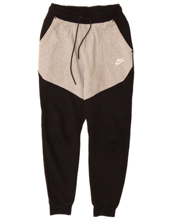 Nike Mens Tracksuit Trousers Joggers Small Black Colourblock Cotton