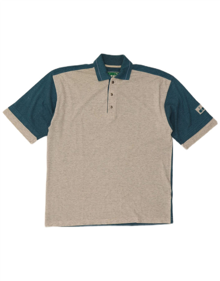 Diadora Mens Polo Shirt Large Grey Colourblock Cotton