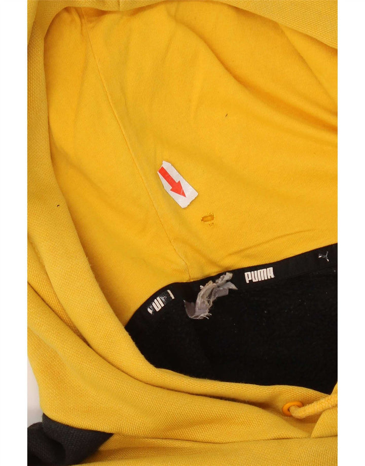 Puma Mens Hoodie Jumper Medium Yellow Colourblock Cotton