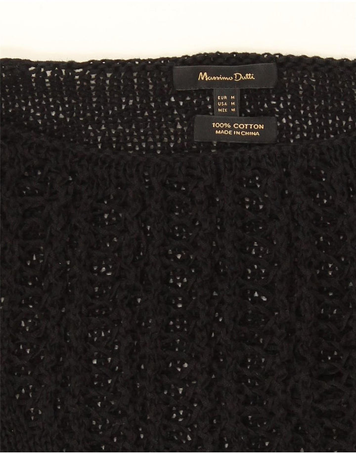 Massimo Dutti Womens Oversized Boat Neck Jumper Sweater UK 14 Medium Black