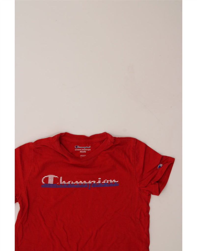 CHAMPION Boys Graphic T-Shirt Top 5-6 Years XS Red Cotton Vintage Champion and Second-Hand Champion from Messina Hembry 
