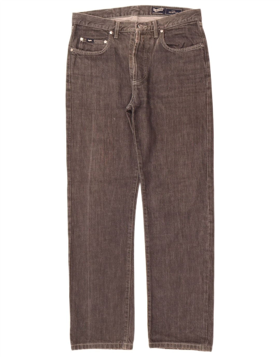 Gas Mens Memphis Straight Jeans W33 L30 Grey Cotton