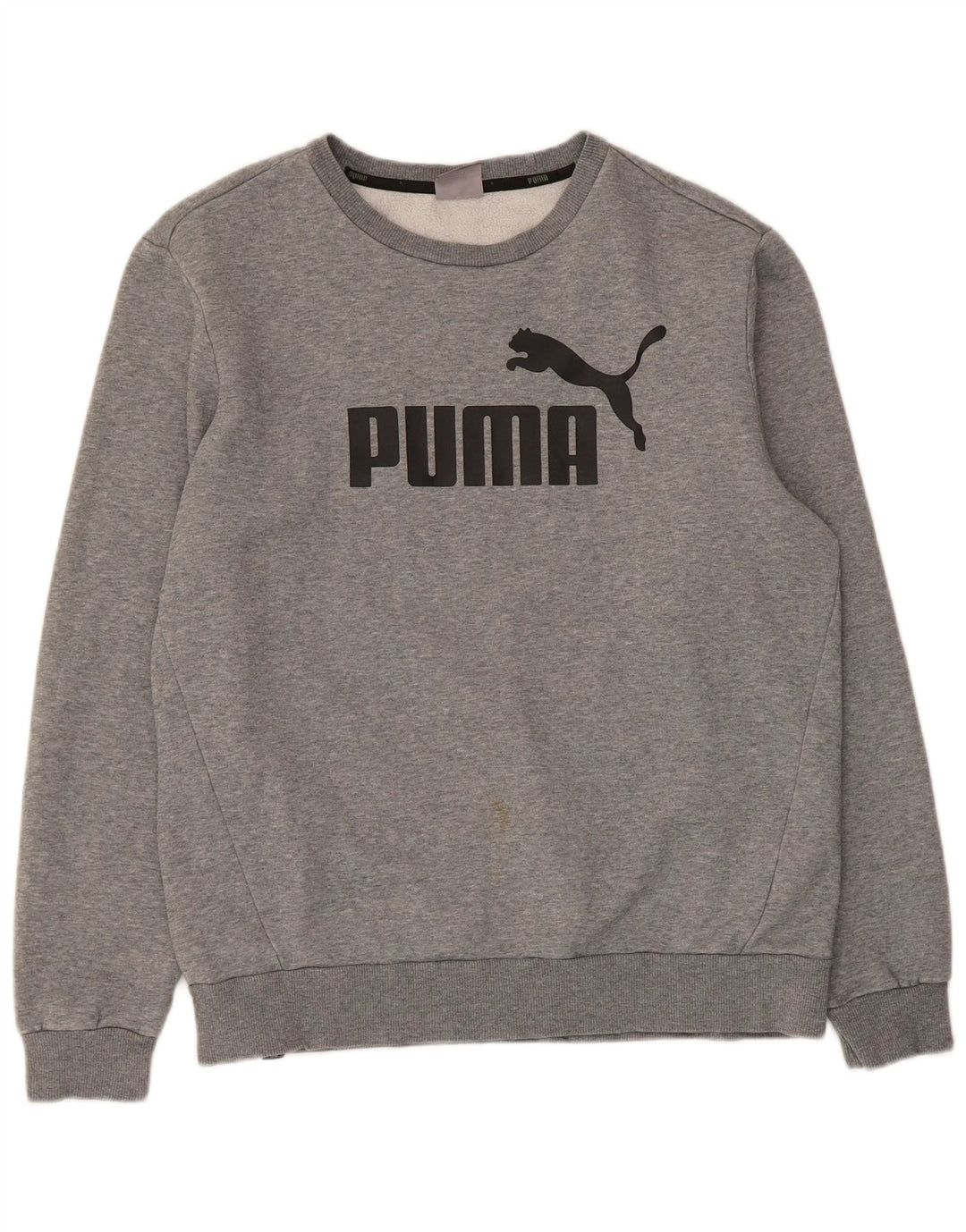 Puma Mens Graphic Sweatshirt Jumper Medium Grey Flecked Cotton