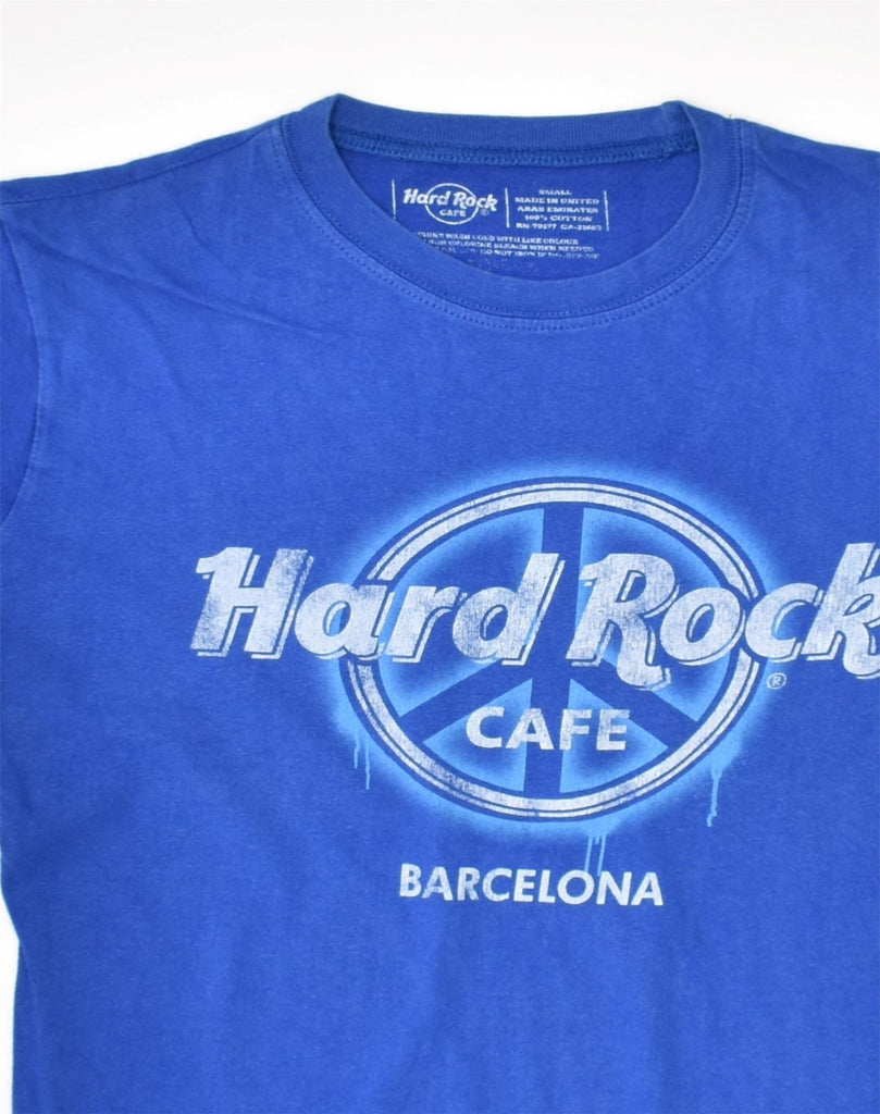 HARD ROCK CAFE Womens Barcelona Graphic T-Shirt Top UK 8 Small Blue Cotton | Vintage Hard Rock Cafe | Thrift | Second-Hand Hard Rock Cafe | Used Clothing | Messina Hembry 