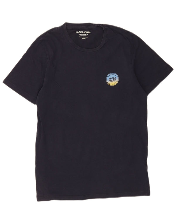 Jack & Jones Mens Slim Fit T-Shirt Top Small Navy Blue Cotton