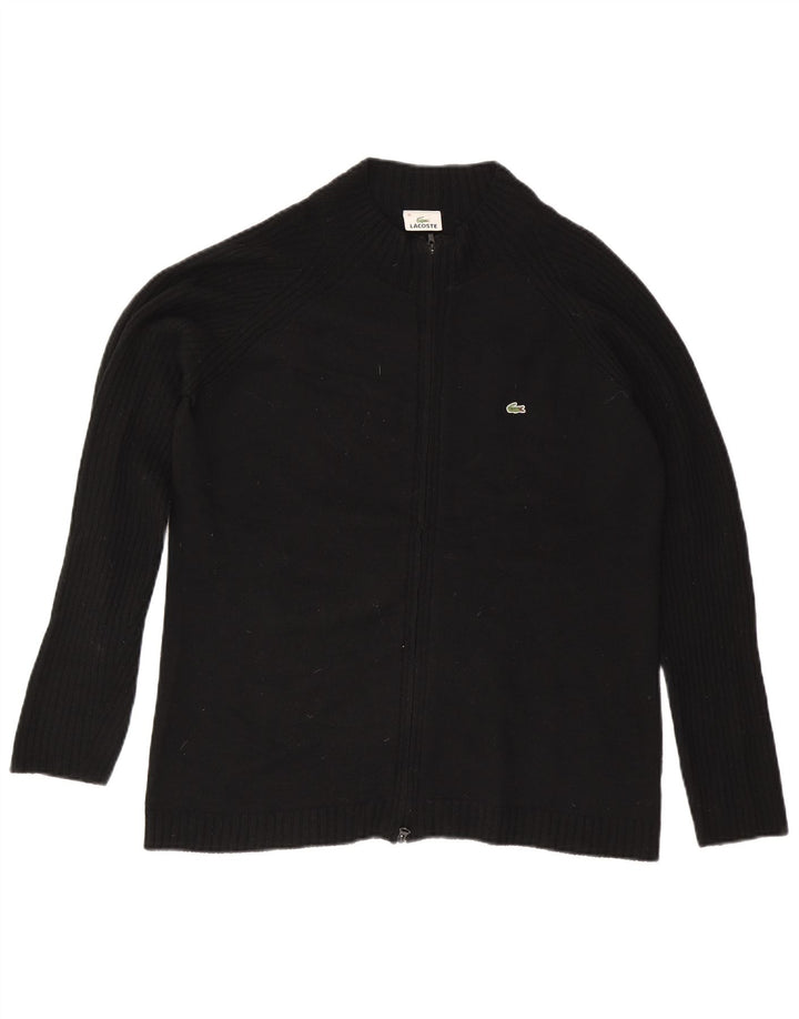 Lacoste Womens Cardigan Sweater Size 46 XL Black Wool