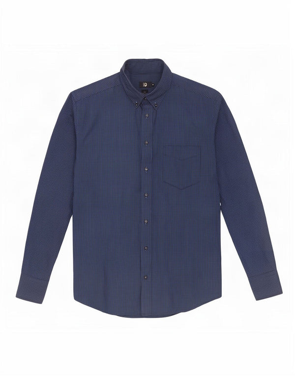 Dack's Mens Regular Fit Shirt Small Navy Blue Gingham Cotton