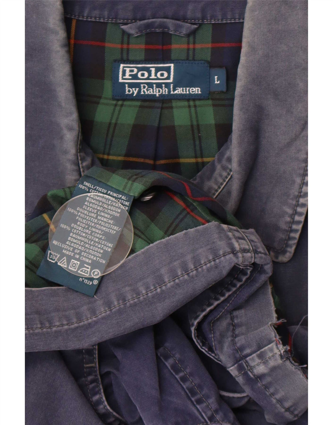 Polo Ralph Lauren Mens Bomber Jacket UK 40 Large Blue Cotton