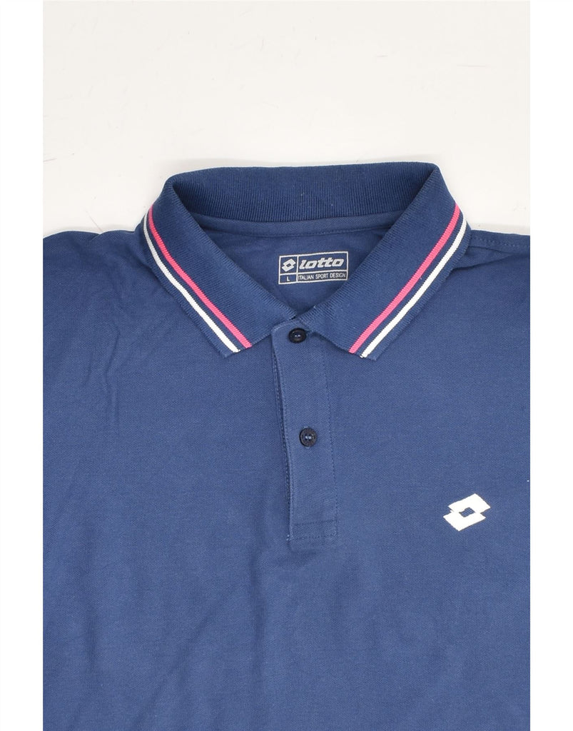 LOTTO Mens Slim Polo Shirt Large Navy Blue | Vintage Lotto | Thrift | Second-Hand Lotto | Used Clothing | Messina Hembry 