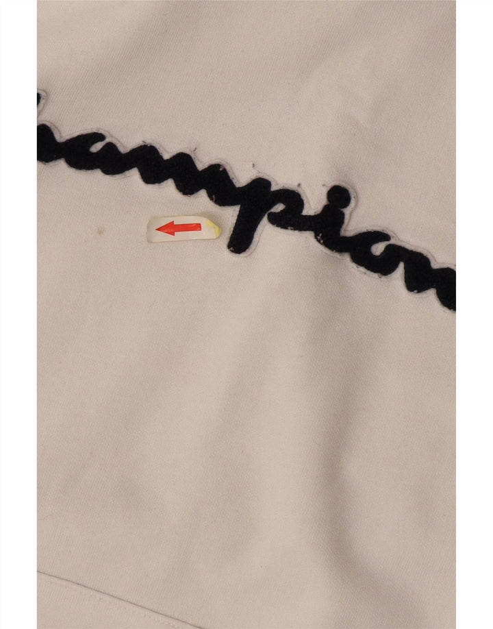 CHAMPION Mens Graphic Hoodie Jumper Medium White Cotton