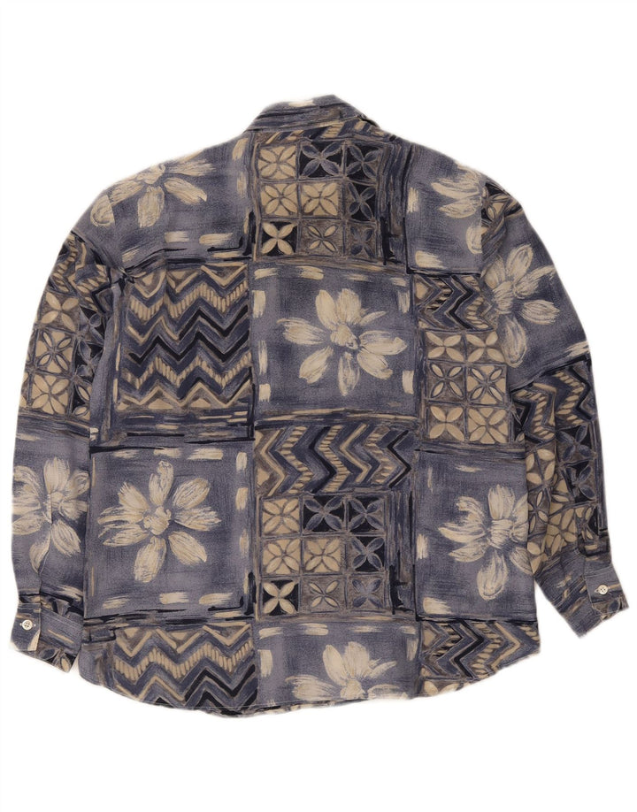 Vintage Womens Shirt Blouse IT 42 Medium Blue Patchwork Silk