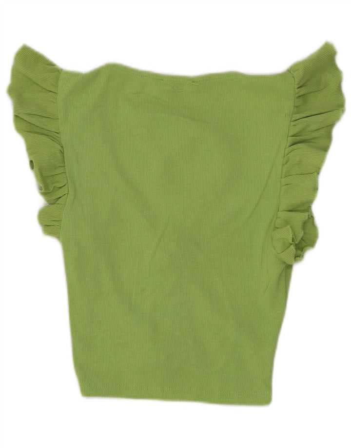 Zara Womens Crop Blouse Top UK 8 Small Green