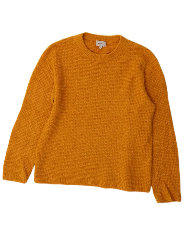 Jigsaw Mens Crew Neck Jumper Sweater Small Orange Wool