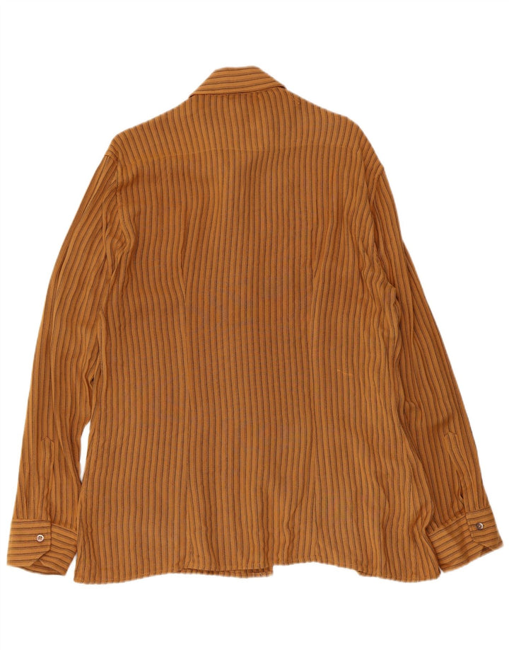 Vintage Mens Shirt Medium Brown Pinstripe
