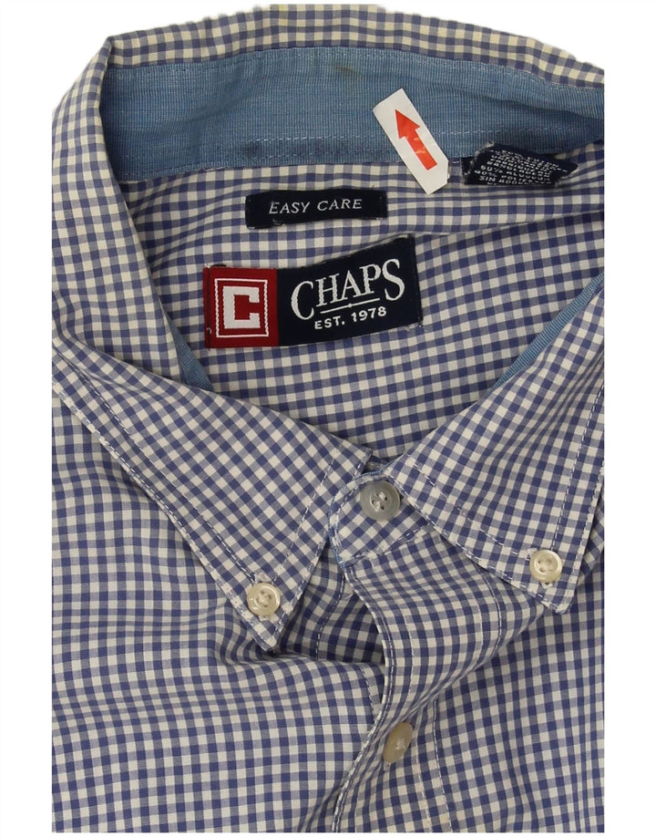 Chaps Mens Shirt 2XL Blue Check Cotton