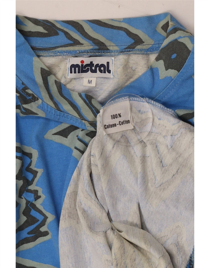Mistral Mens T-Shirt Top Medium Blue Geometric Cotton