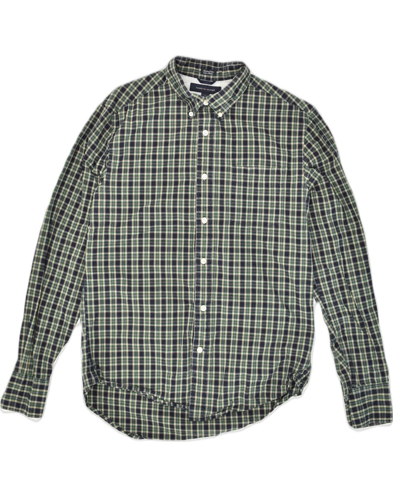 TOMMY HILFIGER Mens Shirt Medium Green Check Cotton | Vintage Tommy Hilfiger | Thrift | Second-Hand Tommy Hilfiger | Used Clothing | Messina Hembry 