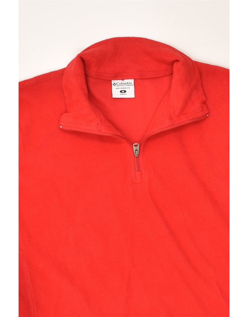 COLUMBIA Womens Zip Neck Fleece Jumper UK 14 Medium Red Polyester | Vintage Columbia | Thrift | Second-Hand Columbia | Used Clothing | Messina Hembry 