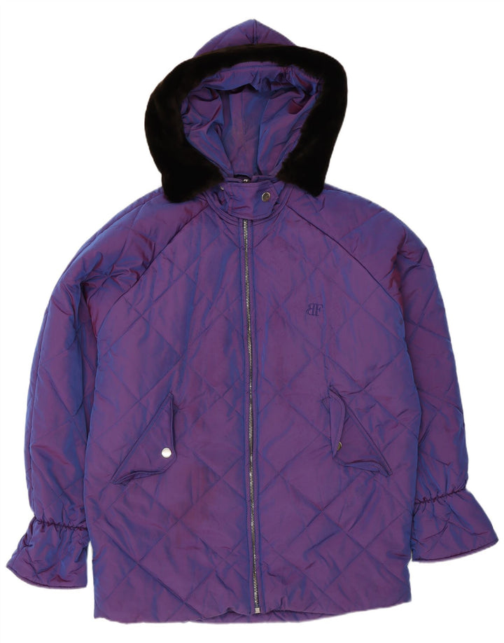 Belfe & Belfe Womens Oversized Hooded Padded Coat IT 44 Medium Purple
