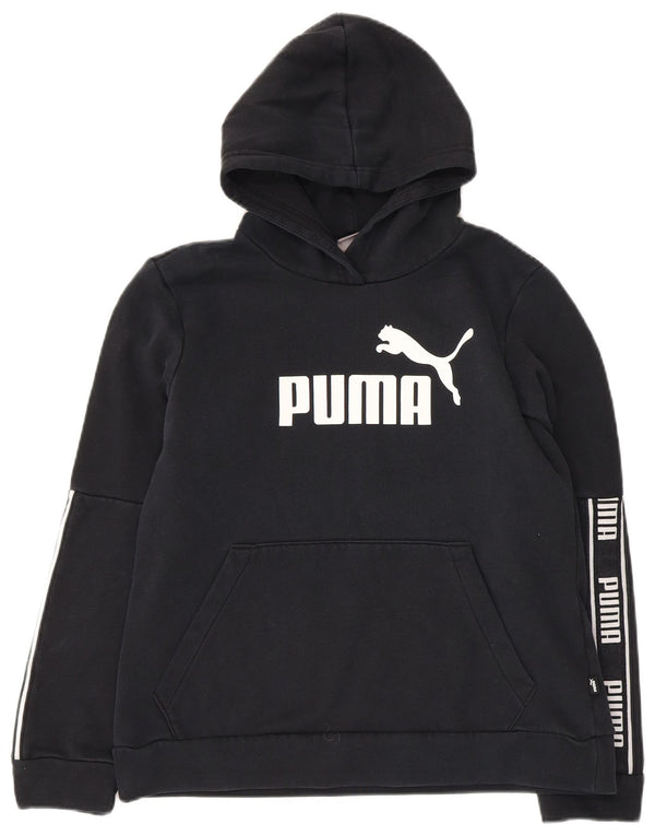 Puma Womens Graphic Hoodie Jumper UK  14 Large Black Cotton