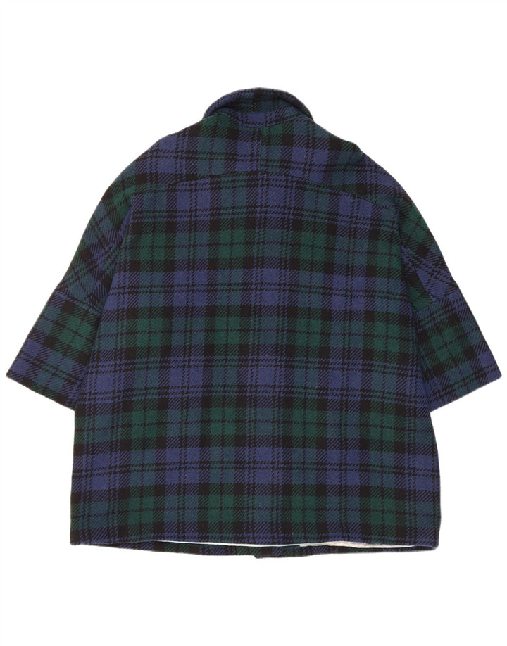 Vintage Womens Overcoat UK 18 XL Navy Blue Check