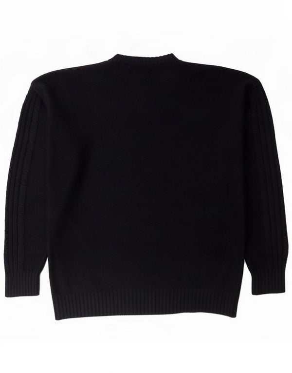 Vintage Mens Crew Neck Jumper Sweater Large Navy Blue