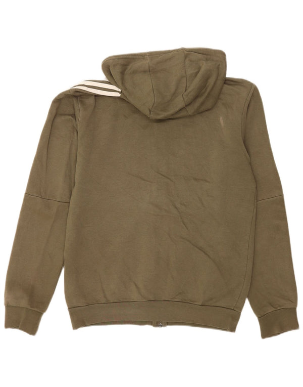Adidas Mens Graphic Zip Hoodie Sweater XS Khaki Cotton