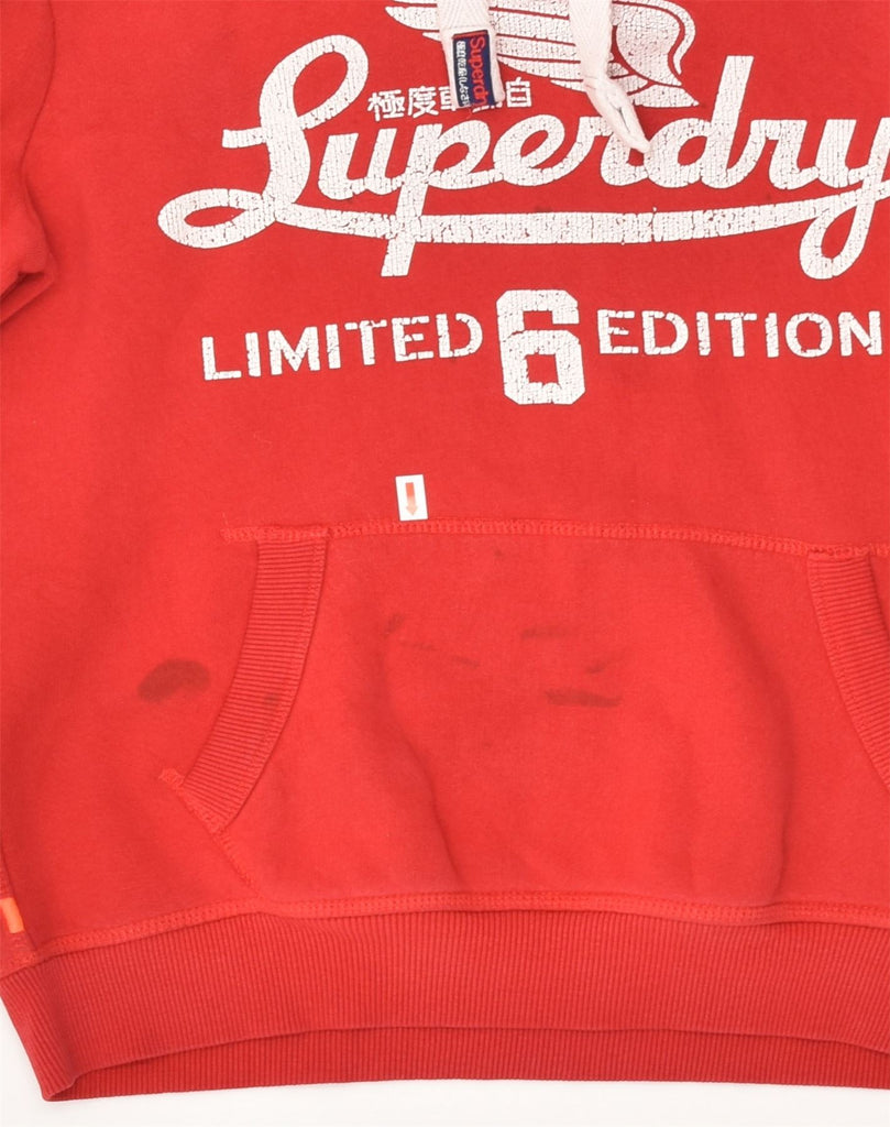 SUPERDRY Womens Graphic Hoodie Jumper UK 10 Small Red Cotton | Vintage Superdry | Thrift | Second-Hand Superdry | Used Clothing | Messina Hembry 