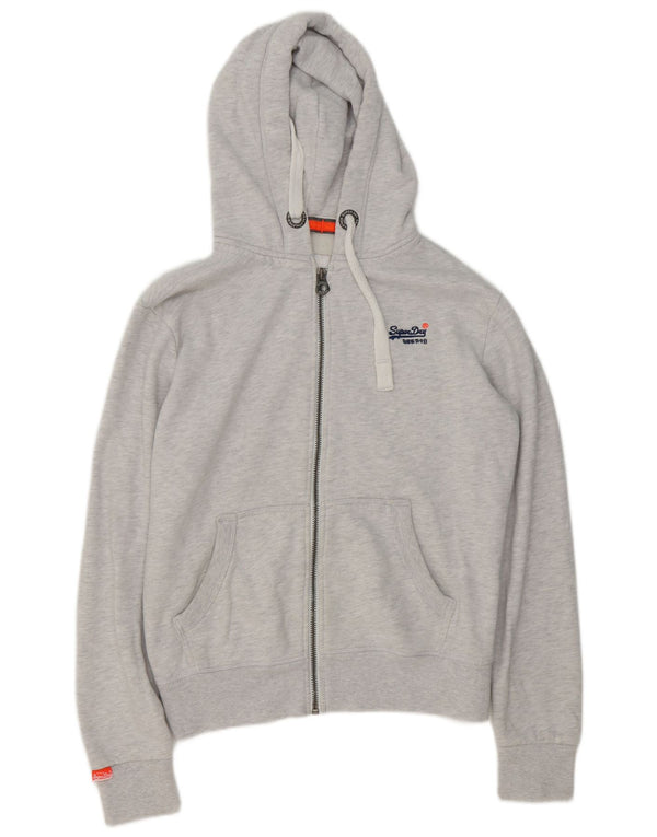 Superdry Mens Zip Hoodie Sweater Small Grey Cotton