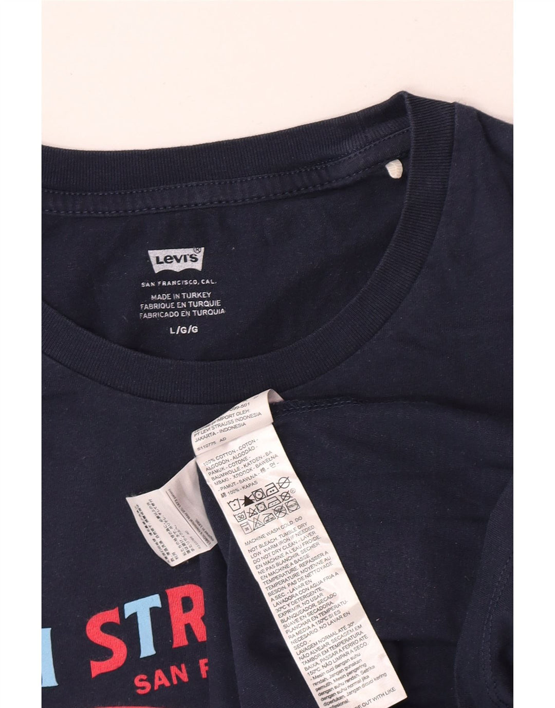 Levi's Mens Graphic T-Shirt Top Large Navy Blue Cotton