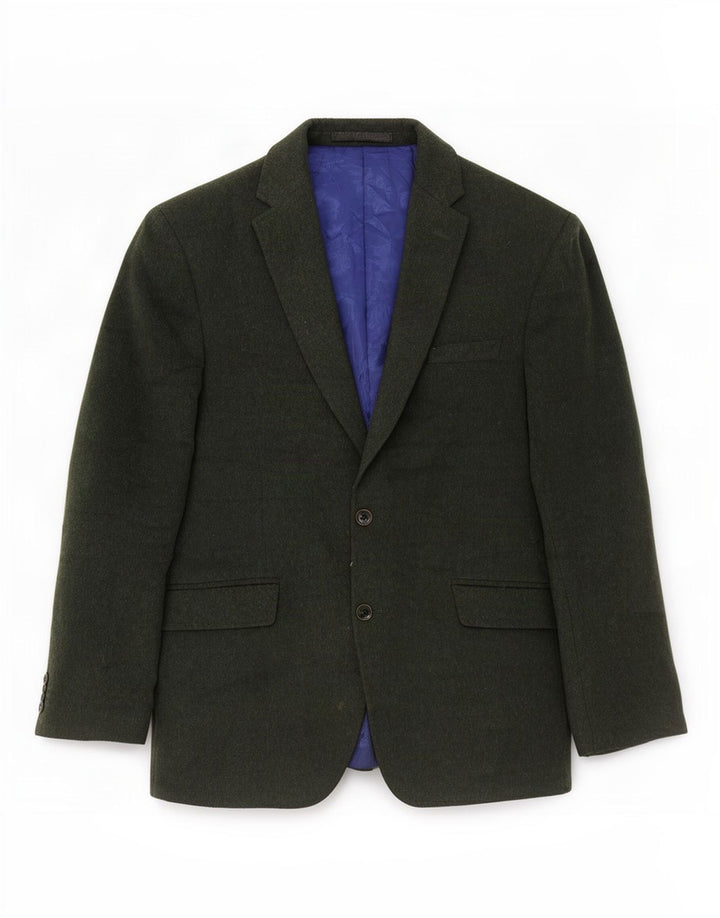 Marks & Spencer Mens 2 Button Blazer Jacket UK 42 Large Khaki Wool