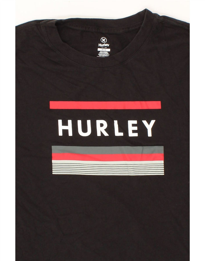 HURLEY Mens Graphic T-Shirt Top Medium Black Cotton Vintage Hurley and Second-Hand Hurley from Messina Hembry 