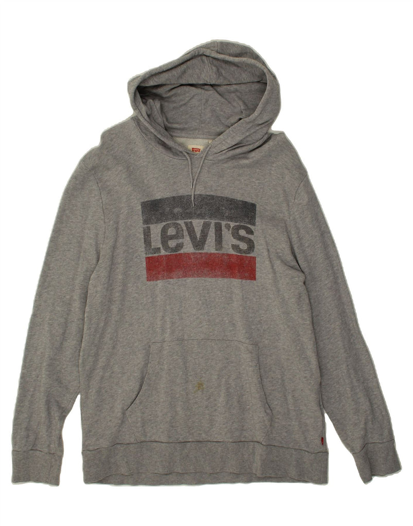 LEVI'S Mens Graphic Hoodie Jumper XL Grey Cotton Vintage Levi's and Second-Hand Levi's from Messina Hembry 