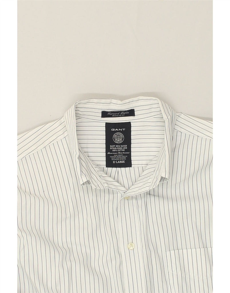 GANT Mens Harvard Poplin Regular Fit Shirt XL White Pinstripe Cotton | Vintage Gant | Thrift | Second-Hand Gant | Used Clothing | Messina Hembry 