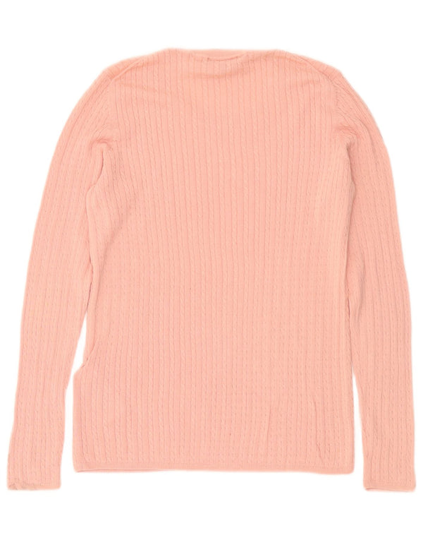 Tommy Hilfiger Womens Oversized Crew Neck Jumper Sweater UK 6 XS Pink