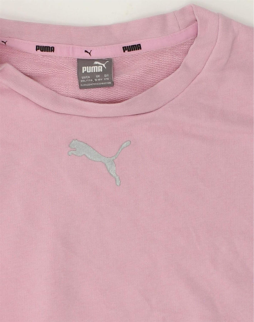 PUMA Girls Graphic Sweatshirt Jumper 15-16 Years Pink Cotton | Vintage Puma | Thrift | Second-Hand Puma | Used Clothing | Messina Hembry 