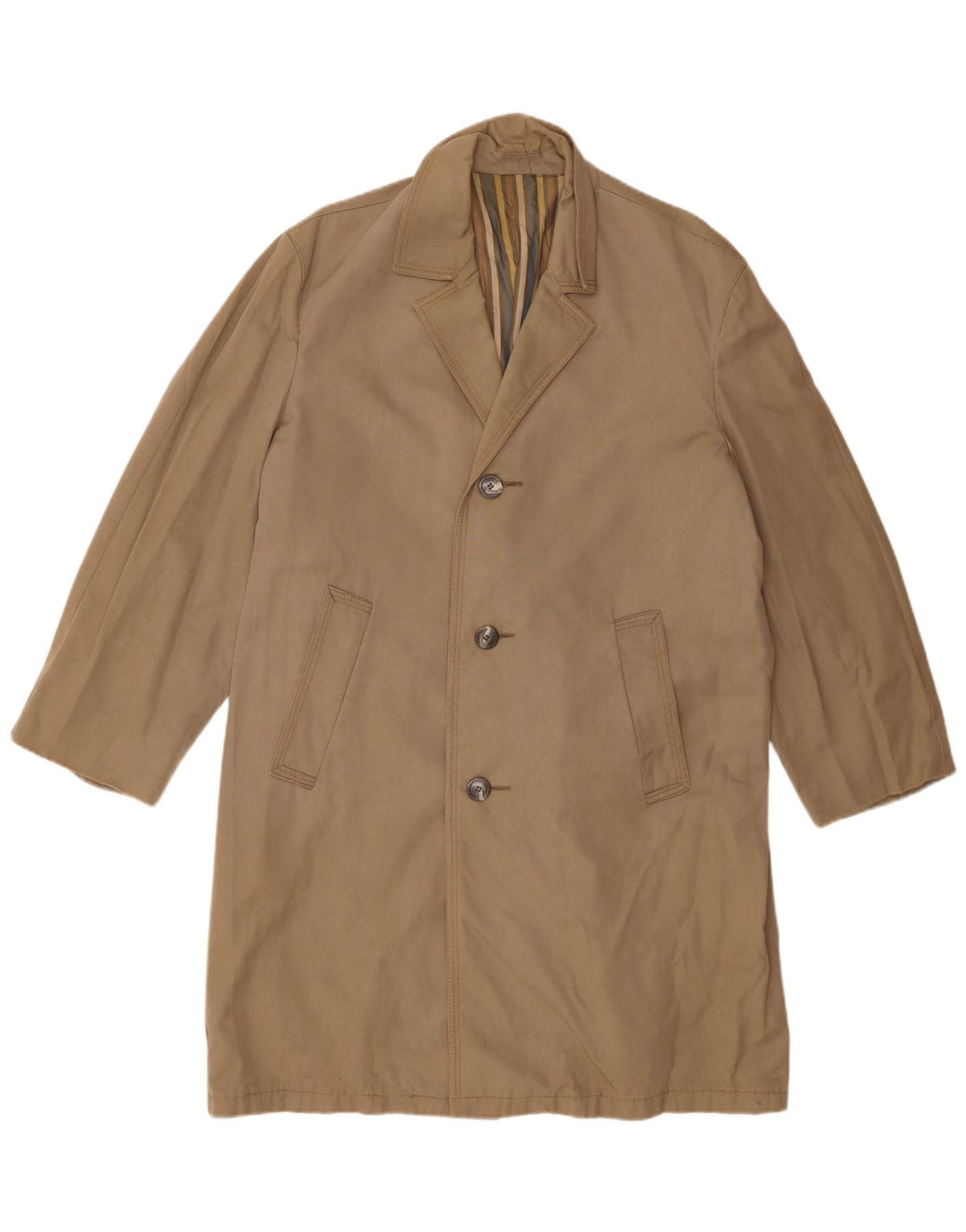 Vintage Mens Overcoat UK 40 Large Beige Cotton