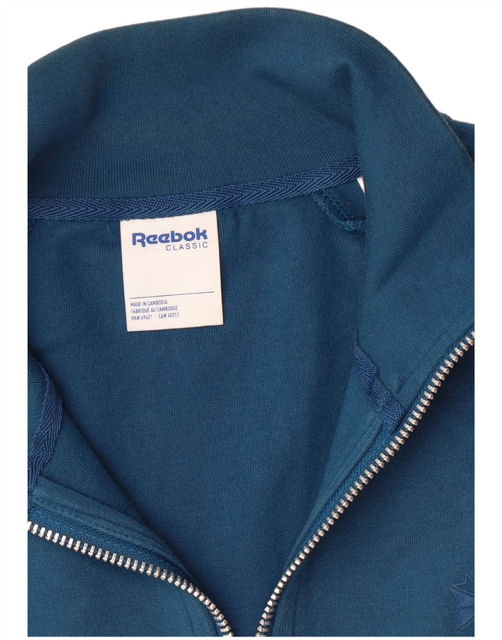 REEBOK Womens Oversized Graphic Sweatshirt Jumper UK 8/10 Small Blue