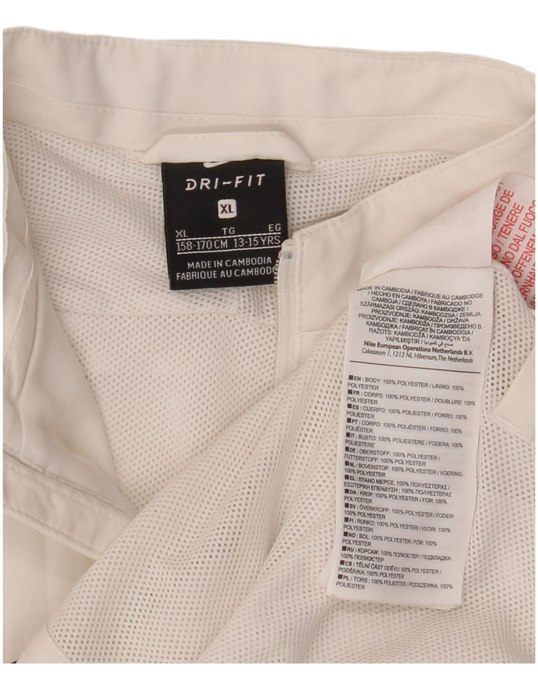 Nike Boys Dri Fit Rain Jacket 13-14 Years XL White Colourblock Polyester